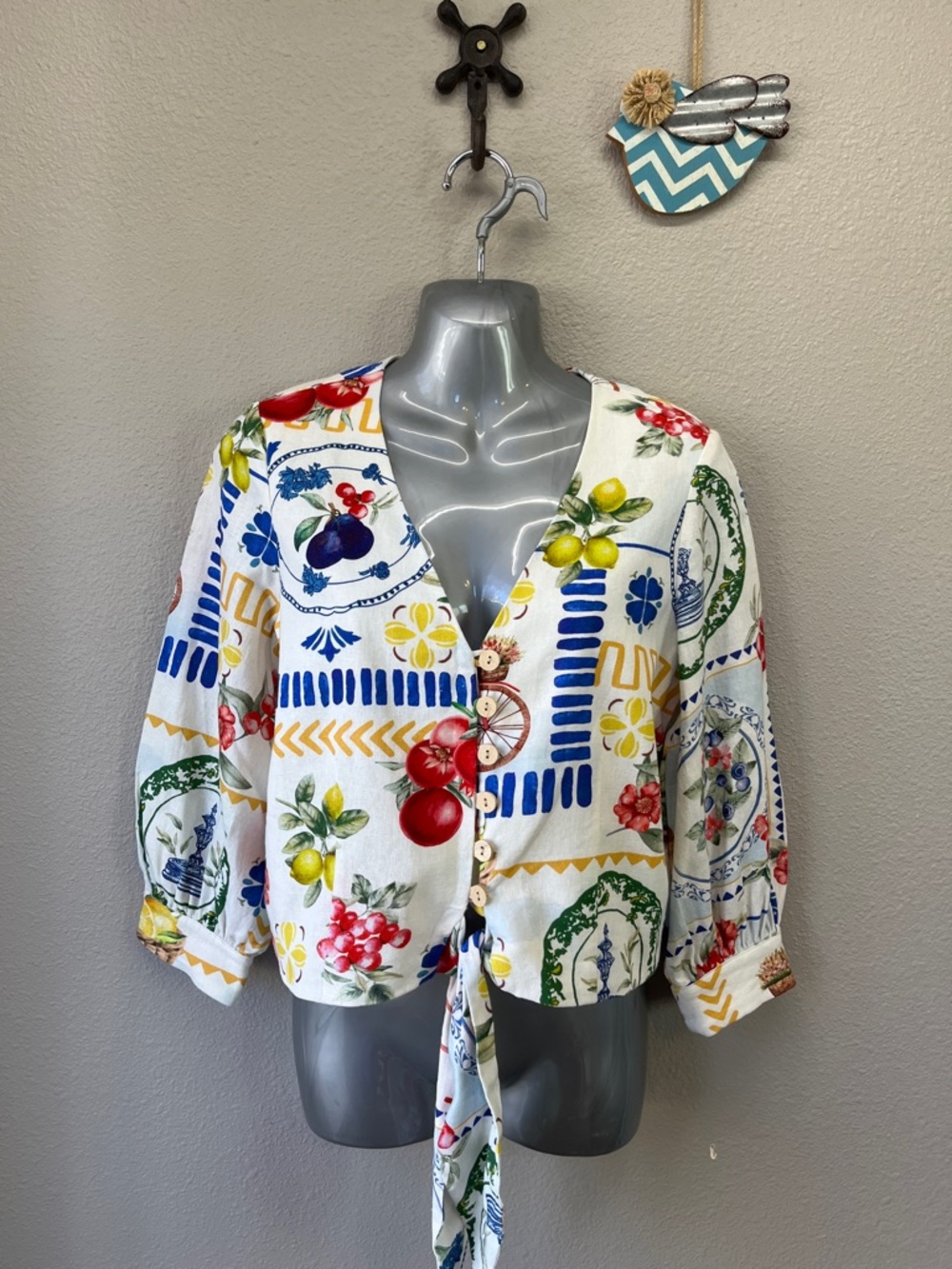 Rachel Zoe linen blend crop top size s